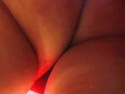 Woman with the stretched legs upskirt