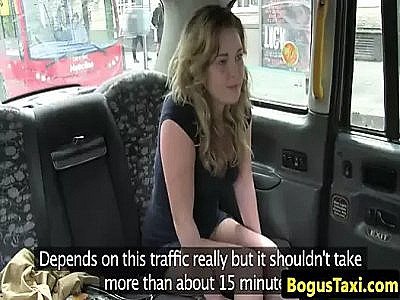 British taxi babe railed on the backseat
