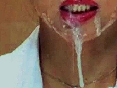 Japanese whore reads the news with cum on her face