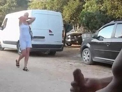 Perving hot mother at campsite