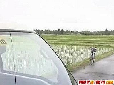 Japanese cougar is banged on a truck