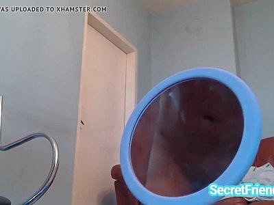 Curly Babe Playing With Her Pussy in the Mirror