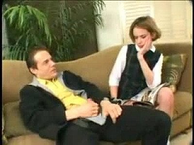 Young girl in a cuty dress brought to his place