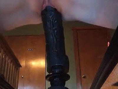 Amateur milf Sandy rides huge Bbc dildo