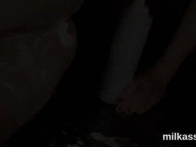 Foxy lezzies fill up their big butts with milk and