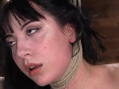 Submissive Goth Whore is Bound, Tormented, and Made to Cum