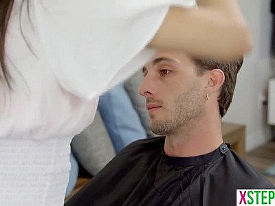 My young girl stepsister needed to cut my hair for her school