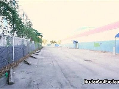 Chubby young girl loves me on public street