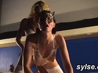 Ebony lesbian tries penis on beach