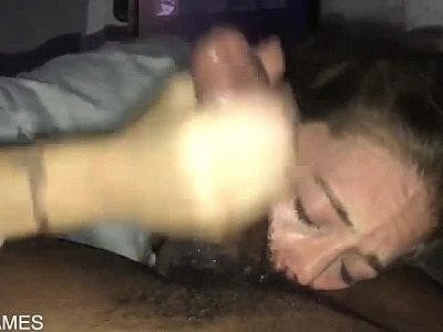 Amateur eats big black dick