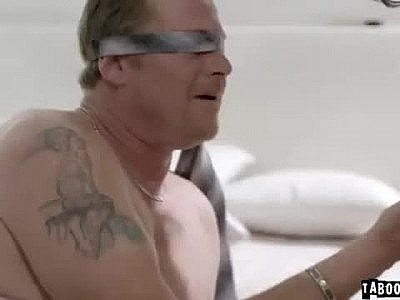 Lonely daddy gets baited into a trio