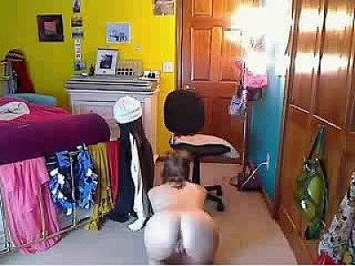 Sweet young girl strip & mast