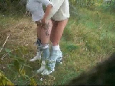 Sexy girl banged from behind outdoors