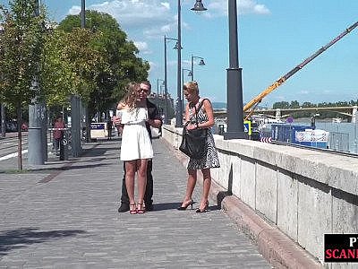 Bondage amat babe in high heels pussyfucked in public