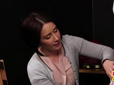 Dirty CFNM girl in high heels strokes and blows cock